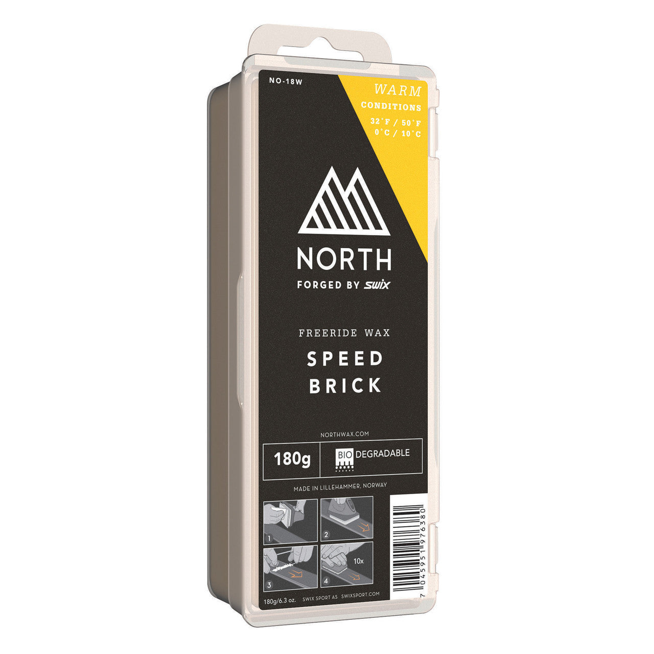 Swix BioDegradable North Speed Brick Snowboard Ski Wax Yellow 180g