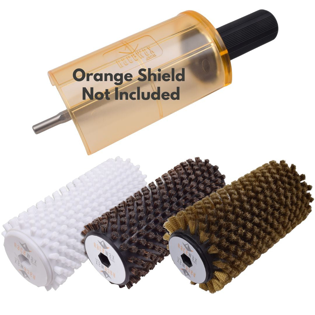 RaceWax Wide Ski Rotobrush Kit SnapOut Quick-Change Axle + 3 Brushes (NO SHIELD)