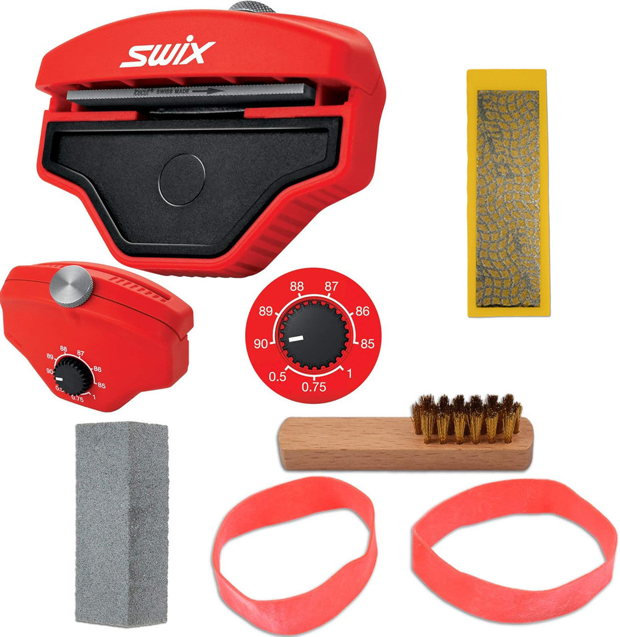 RaceWax Multi  Edge Kit 80mm - Yellow Diamond Stone for Ski Base and Side with Gummi & More - (ZL-7011)