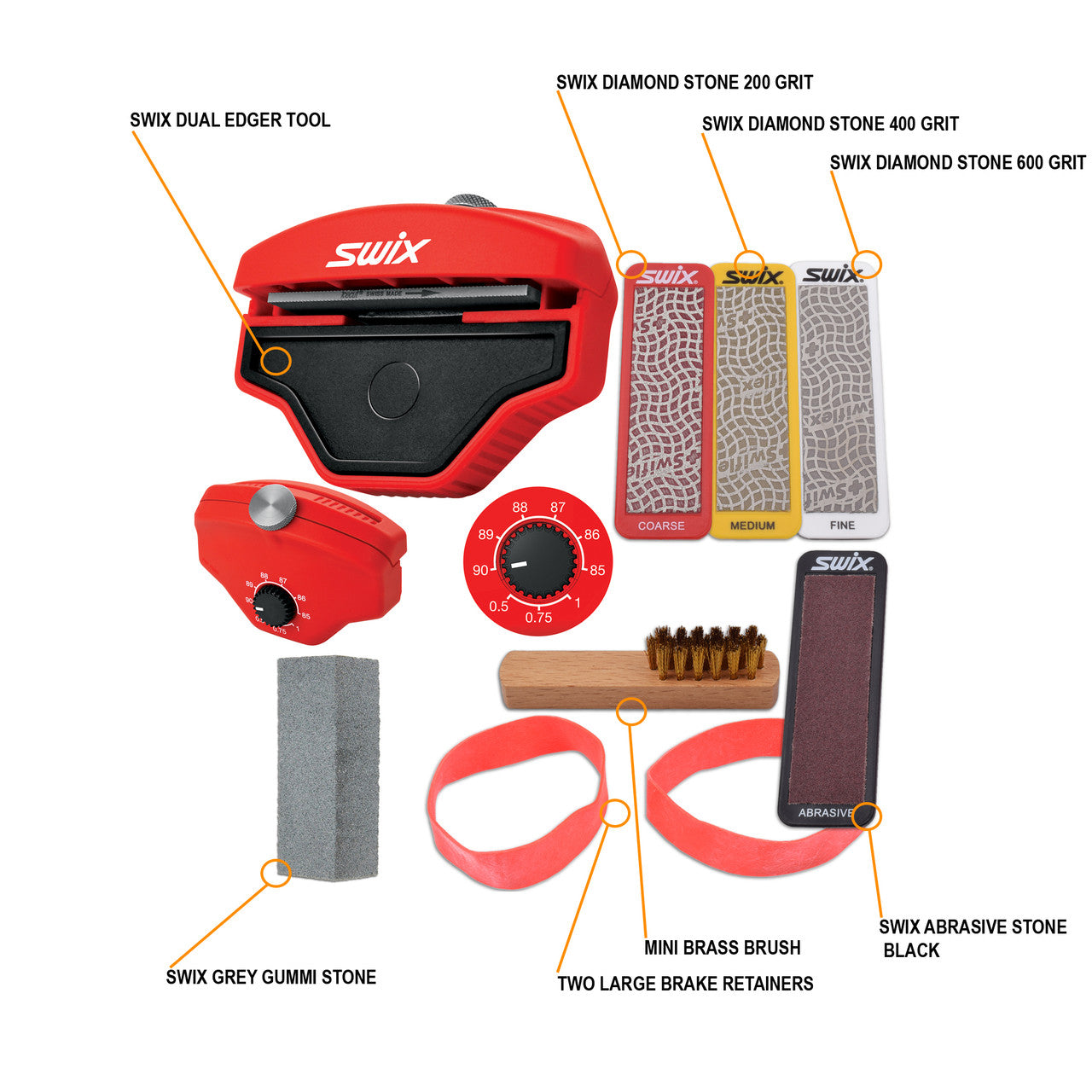 RaceWax Multi Edge Kit 80mm - Four Diamond Stones for Ski Base and Sid
