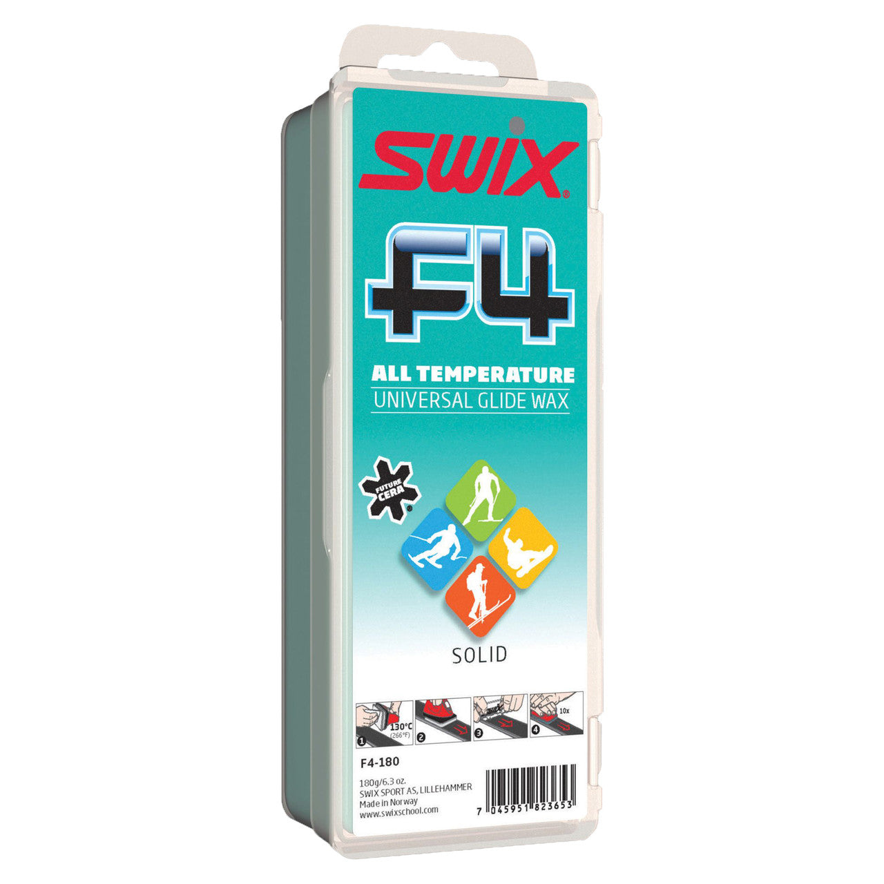 Swix F4 New Formula Non-Fluoro Ski Wax Large 180 gram bar - (F4-23-180)