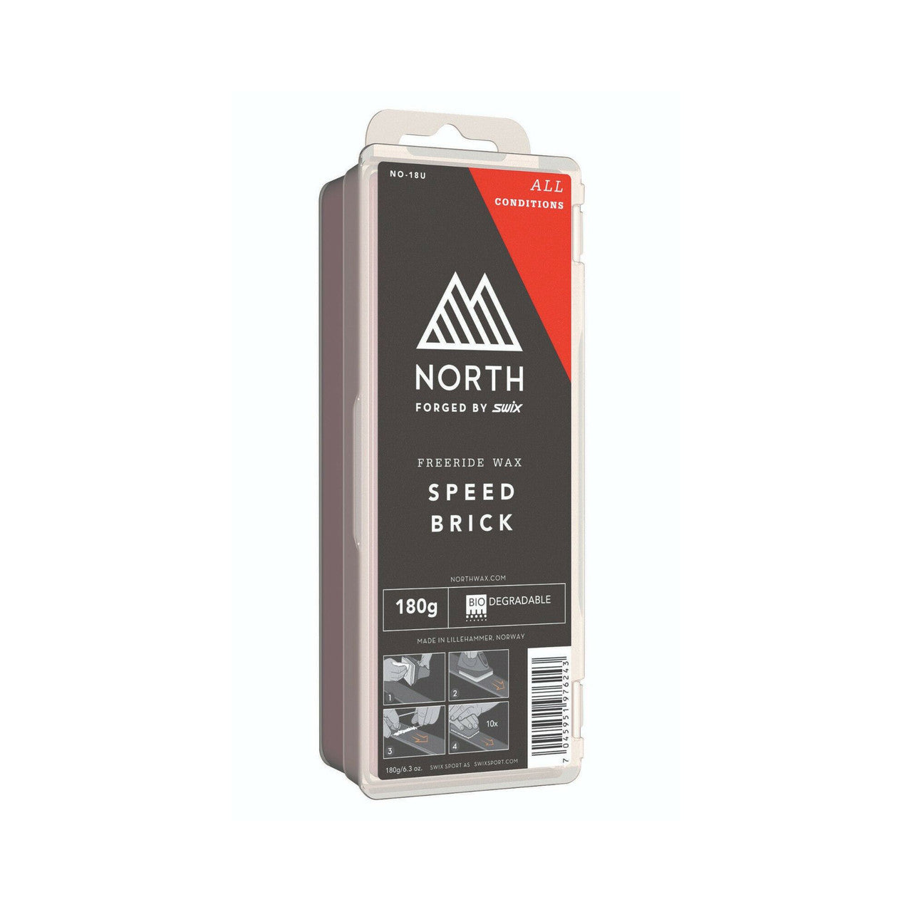 Swix Bio-Degradable North Speed Brick Snowboard Ski Wax Red 180 g - (NO-18U)