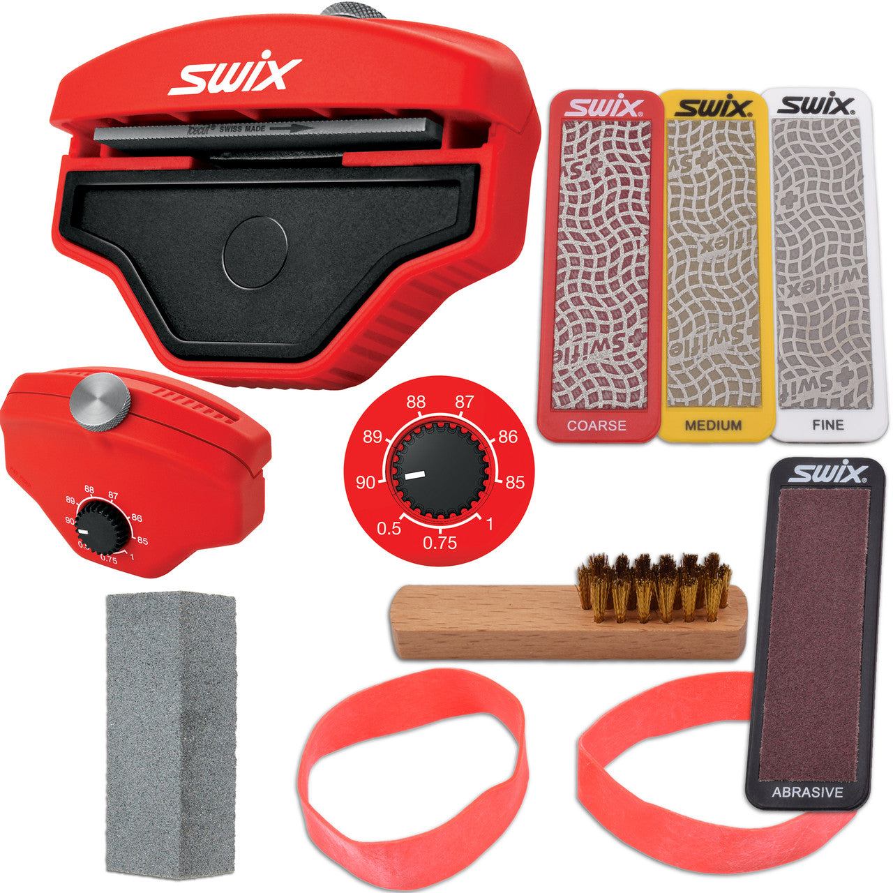 RaceWax Multi  Edge Kit 80mm - Four Diamond Stones for Ski Base and Side with Gummi & More - (ZL-7040)