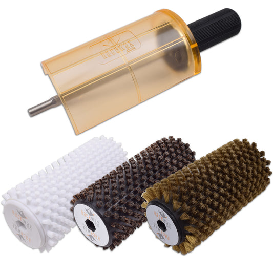 RaceWax 150mm Wide Roto Brush Ski Wax Kit SnapOut Quick-Change Axle  3 Brushes (Brass, Horse Hair and Nylon) For Waxing - (ZL-7150)