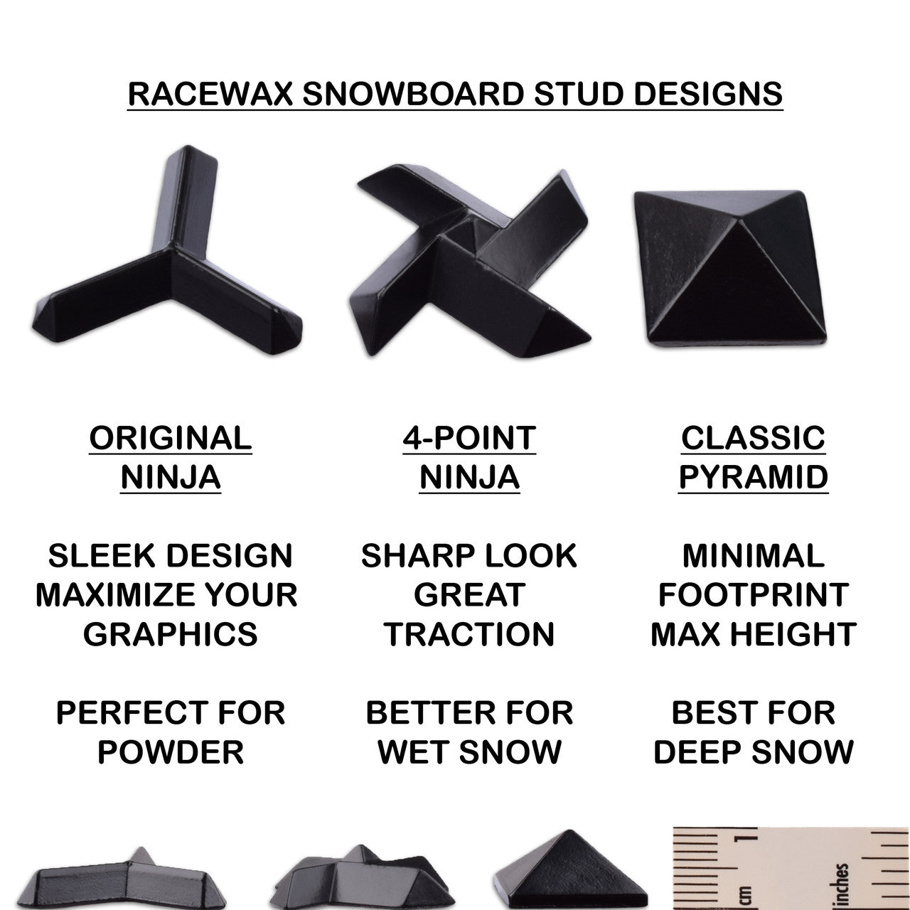 Ninja Snowboard Studs Stomp Pad by RaceWax Six 4-Point Studs in Blue - (PC-4320)