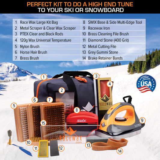 RaceWax Elite Ski Snowboard Tuning Kit: Complete with Iron, Wax, Edge Tools, Base Repair - (PC-7909) - secondary image