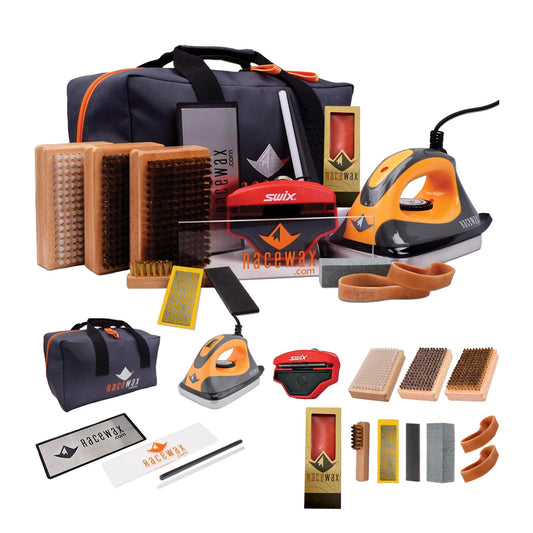 RaceWax Elite Ski Snowboard Tuning Kit: Complete with Iron, Wax, Edge Tools, Base Repair - (PC-7909)