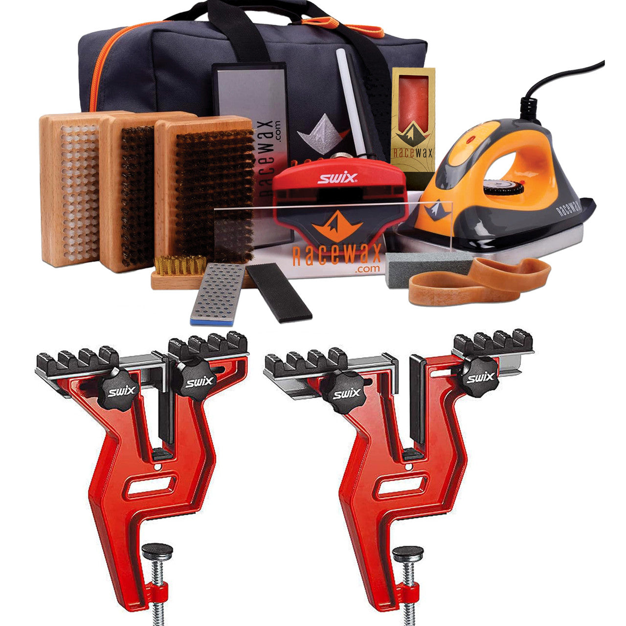 RaceWax Elite Ski Snowboard Wax Tuning Kit Plus Snowboard Vise - (ZB-5930)