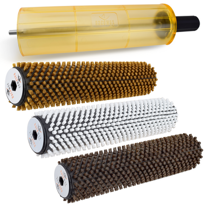 RaceWax 300mm Roto Brush Kit for Snowboard Tuning and Waxing with Brass, Nylon, Horsehair Brush and Axle-Shield
