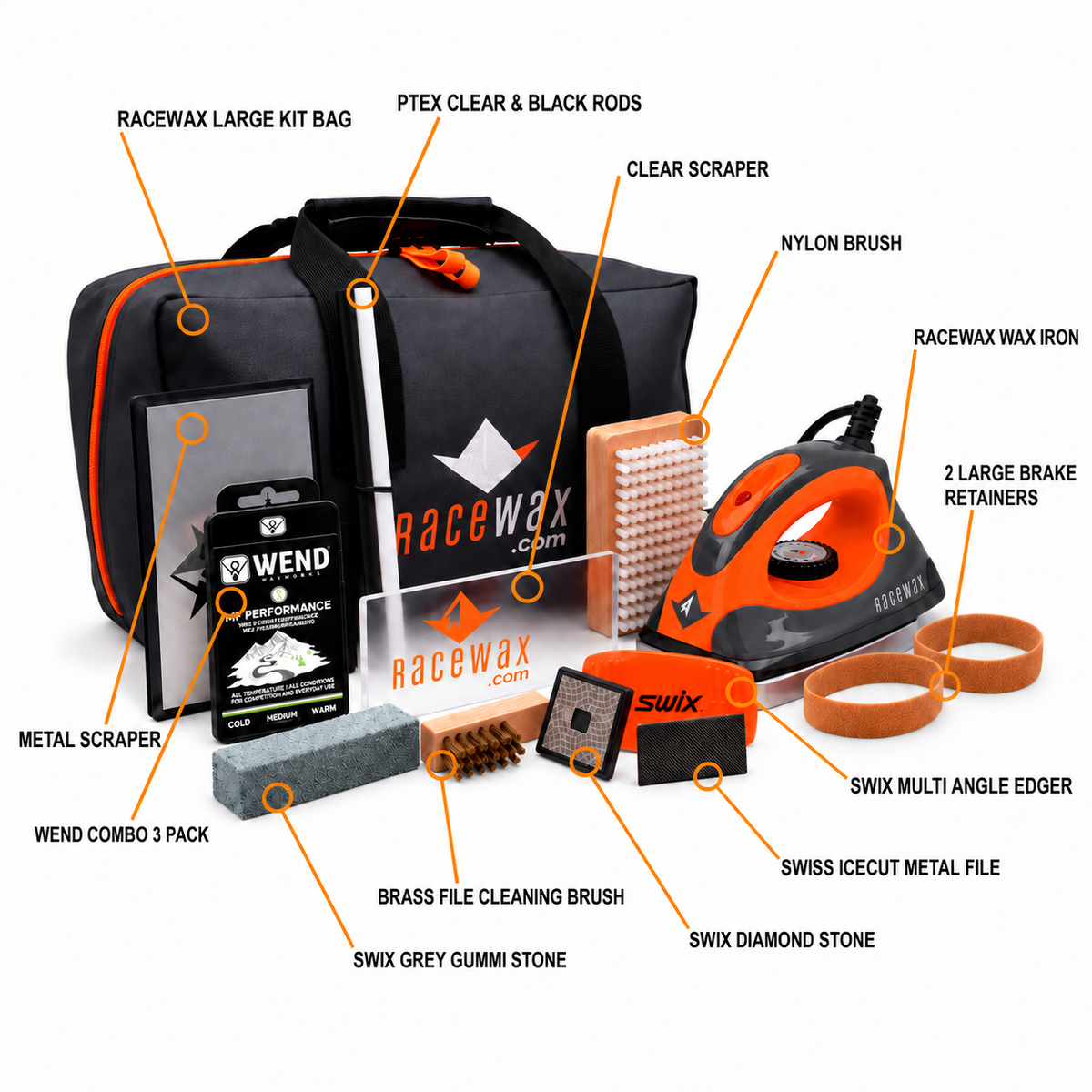 RaceWax Diamond Ski Wax Tuning Kit + Metal World Cup Ski Vise + Snowboard Adapter - (ZB-5518)