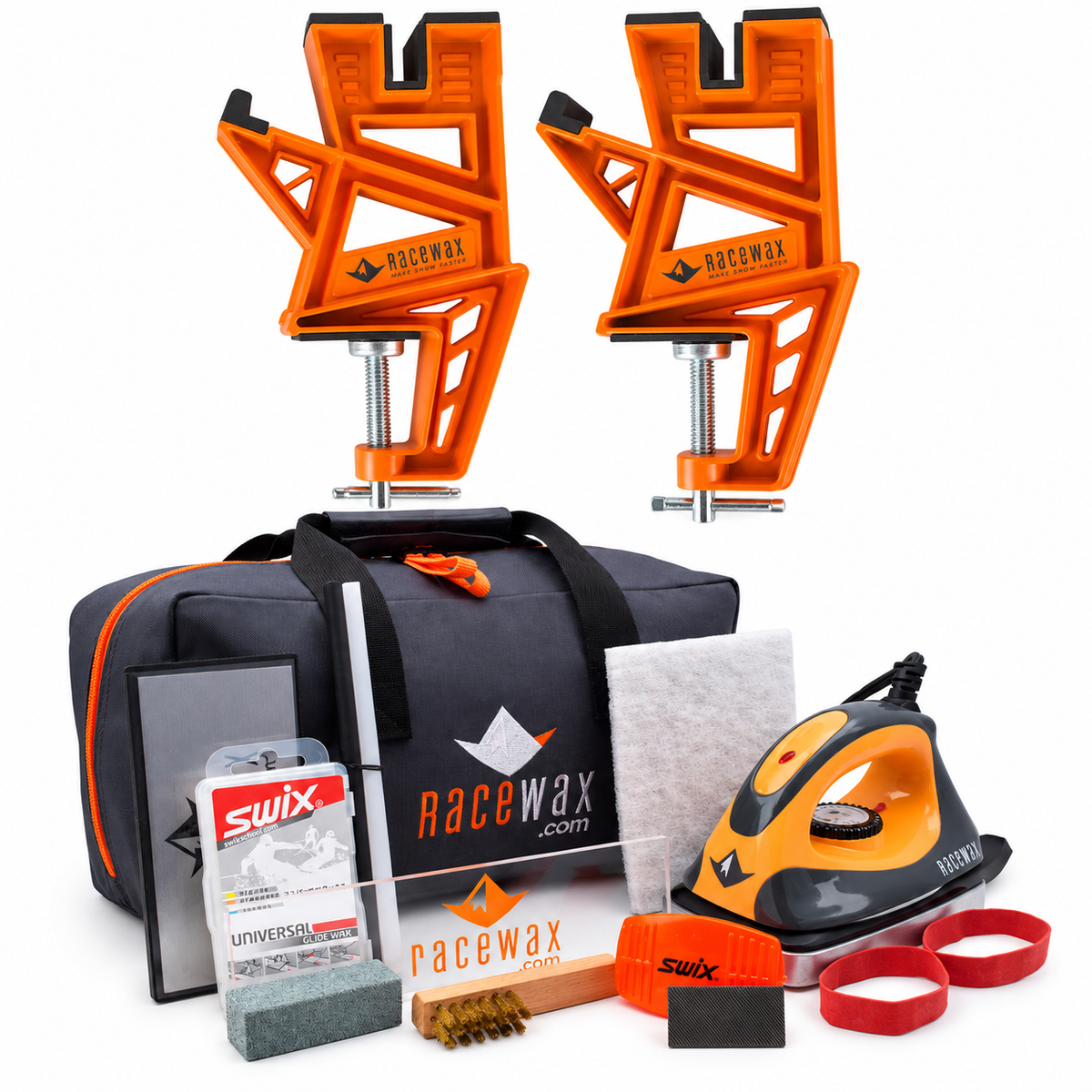 RaceWax Uni Ski Wax Tuning Kit Plus Elite Ski Vise Metal