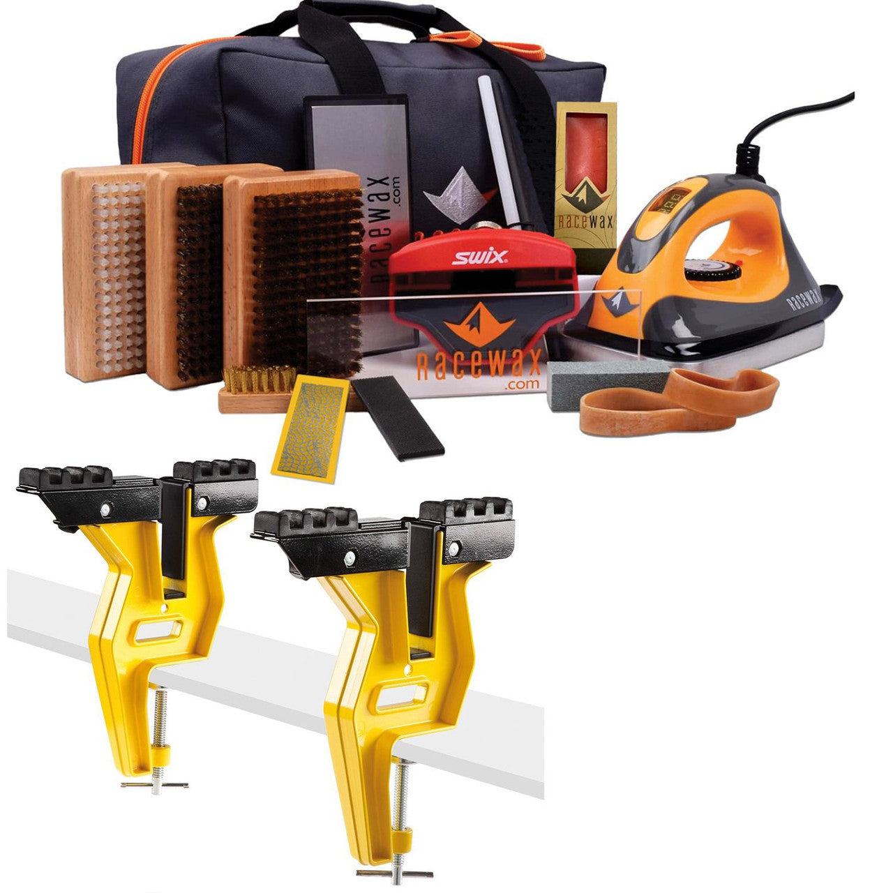 RaceWax Digital Elite Ski Snowboard Wax Tuning Kit Plus Universal Board Grip Vise