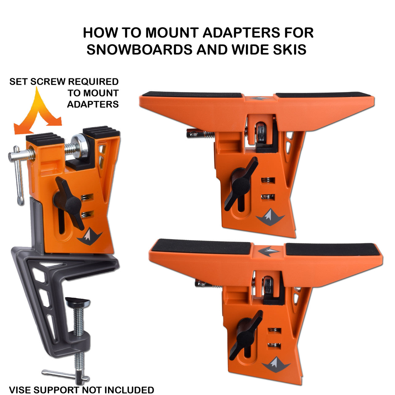 RaceWax Adapter Converts Ski Vise to Snowboard Nordic XC Wide Vise - 1 pair - 2 Adapters - (PA-7600)