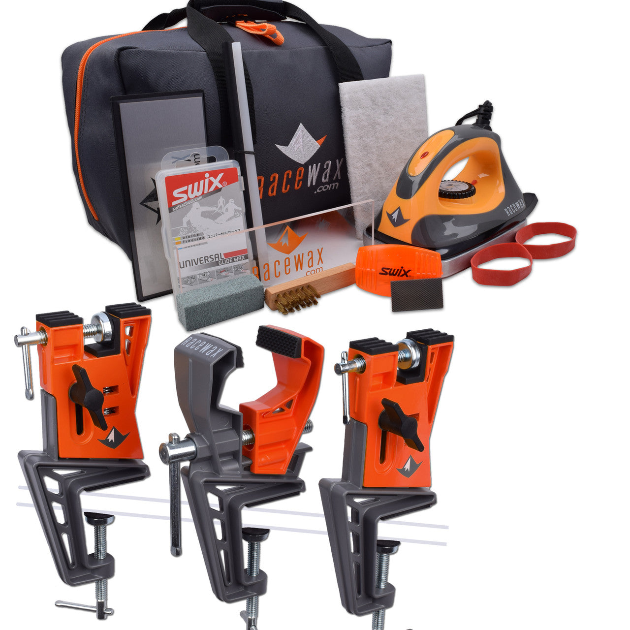 RaceWax Uni Ski Wax Tuning Kit Plus All Metal World Cup Ski Vise - (ZS-7905)
