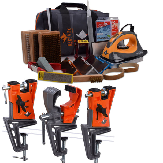 RaceWax Pro Tune Ski Wax Tuning Kit Plus All Metal World Cup Ski Vise - (ZS-7972)